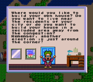 Dr. Wright excitedly asks the player where they want to build their house in town. The house is one of the milestones that marks your progress through the game.