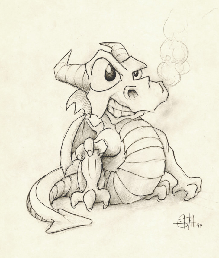 The original concept art for Spyro the Dragon.