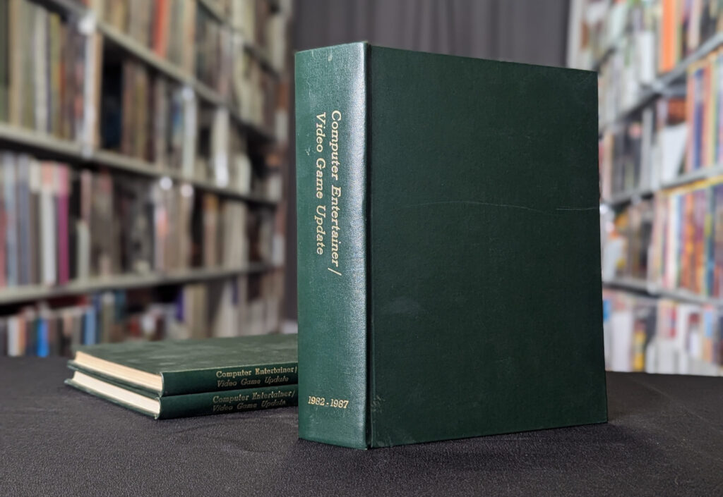 Bound hardcover copies of the magazine Computer Entertainer.
