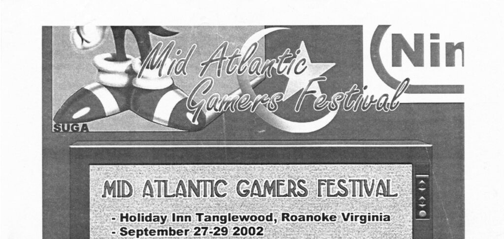 A flyer for the Mid Atlantic Games Festival, held on September 27–29, 2002.