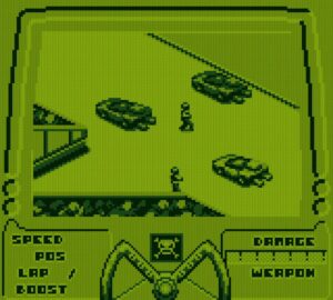 A Game Boy screenshots of racers entering their cars.