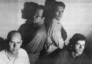 A photograph of the four co-founders of Cyberflix. From left to right: Scott Scheinbaum, Andrew Nelson, Bill Appleton, and Jamie Wicks.