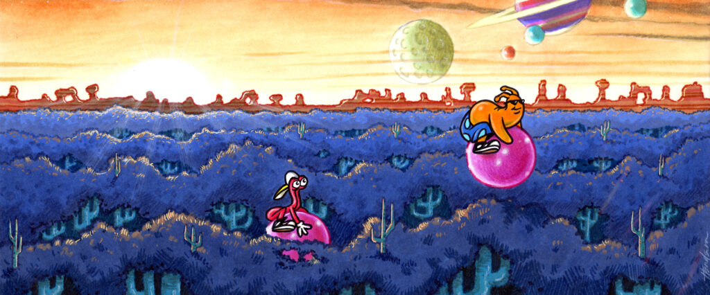 Landscape artwork from ToeJam & Earl in Panic on Funkotron.