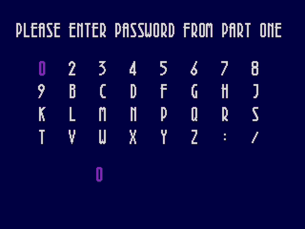 A password entry screen, titled "Please enter password from Part One."