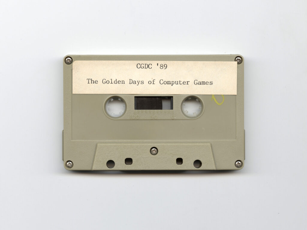 A tape labeled "The Golden Days of Computer Games" from the 1989 Computer Game Developers' Conference.