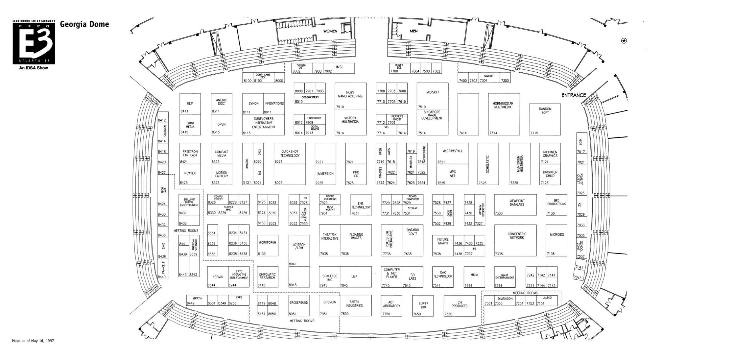 A map of the Georgia Dome at E3 1997.