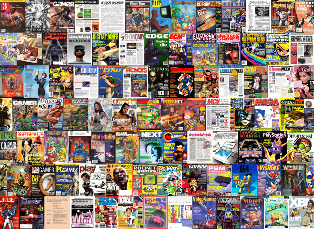 A collage featuring dozens of different magazine covers.