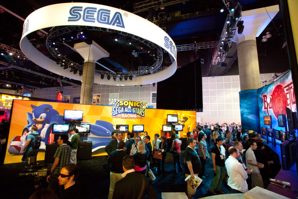 Sega's pavilion at E3 2009, showing off Sonic & Sega All-Stars Racing.